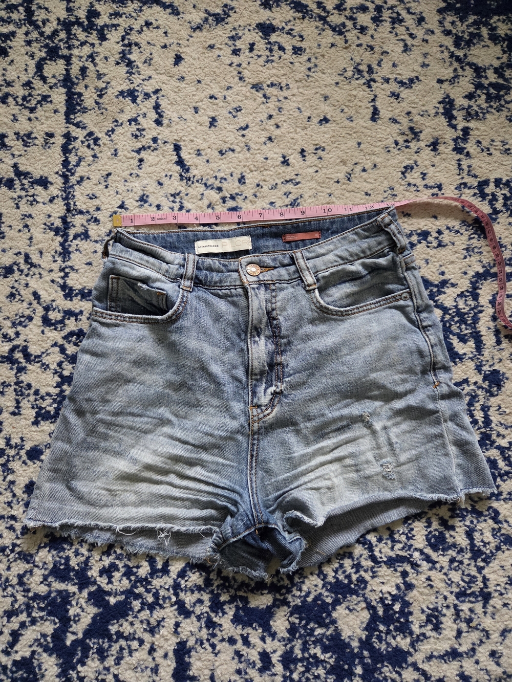 Anthropologie Faded Light Blue High-Rise Denim Cutoff Shorts